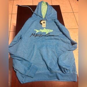 Maui and Sons Blue Hoodie with Green Accents